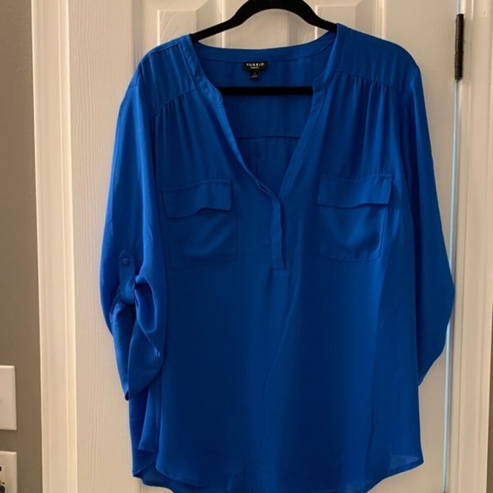 Torrid Cobalt Blue V-Neck Blouse